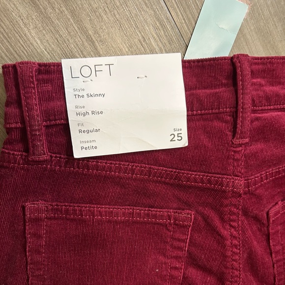 LOFT Red Skinny Corduroy Pants Petite - Picture 3 of 6